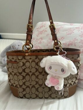 Coach Vintage Y2K Brown Bag Tote with My Melody Plush Charm